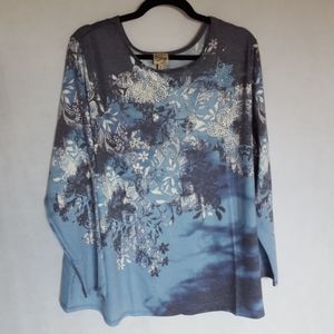 Como Vintage Blue Sparkle Tunic, Size 3X